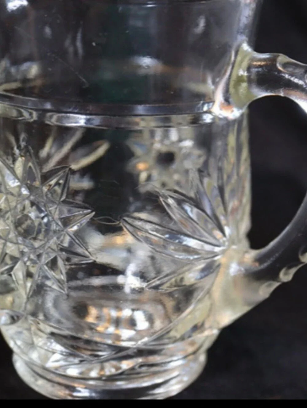 Vintage Anchor Hocking Star of David Prescut Mini Pint Glass Pitcher 16oz.